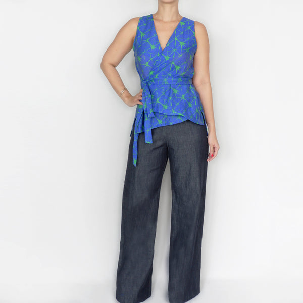 Brooklyn SL Top in Blue Print