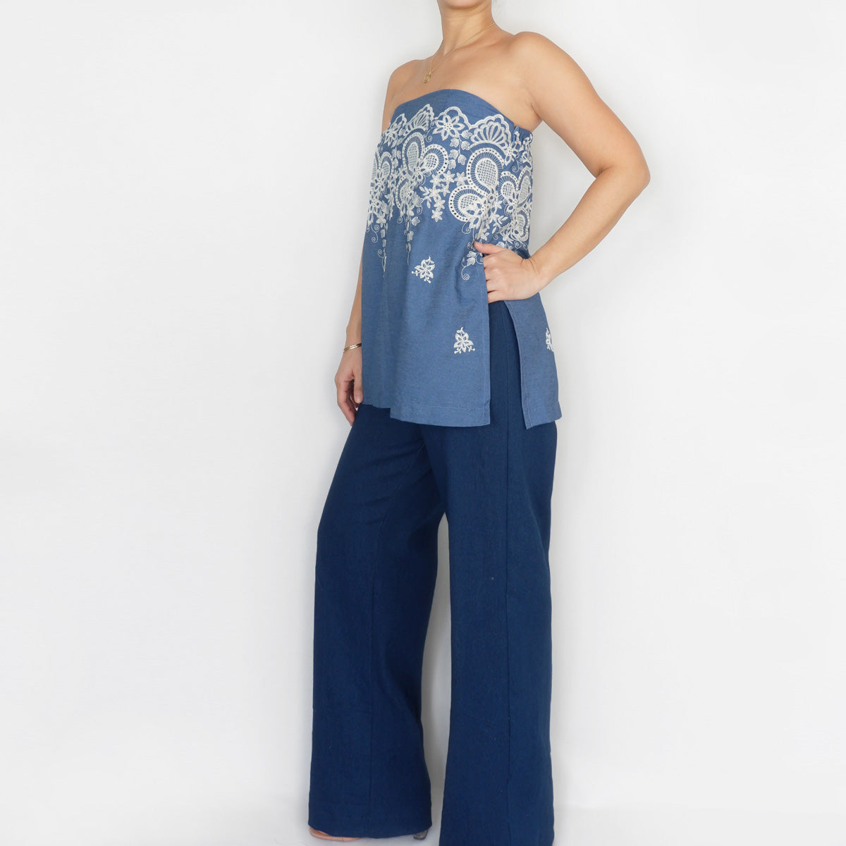 Uber Top in Blue Embroidery