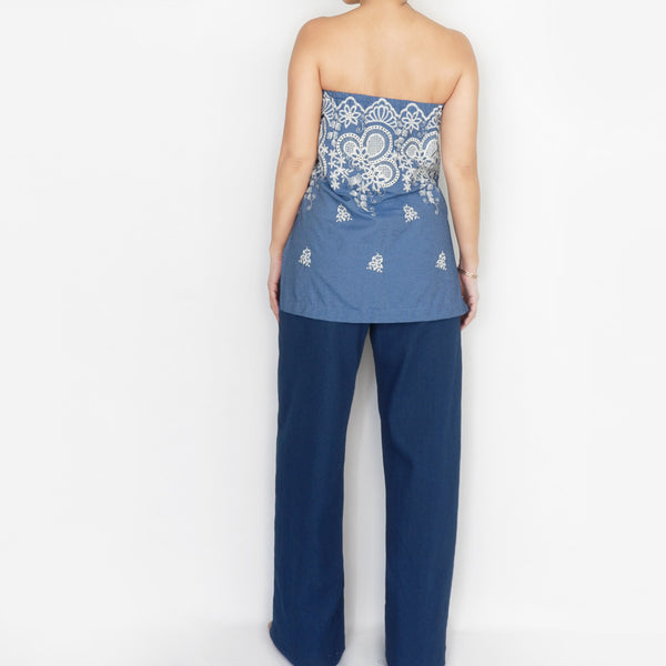 Uber Top in Blue Embroidery