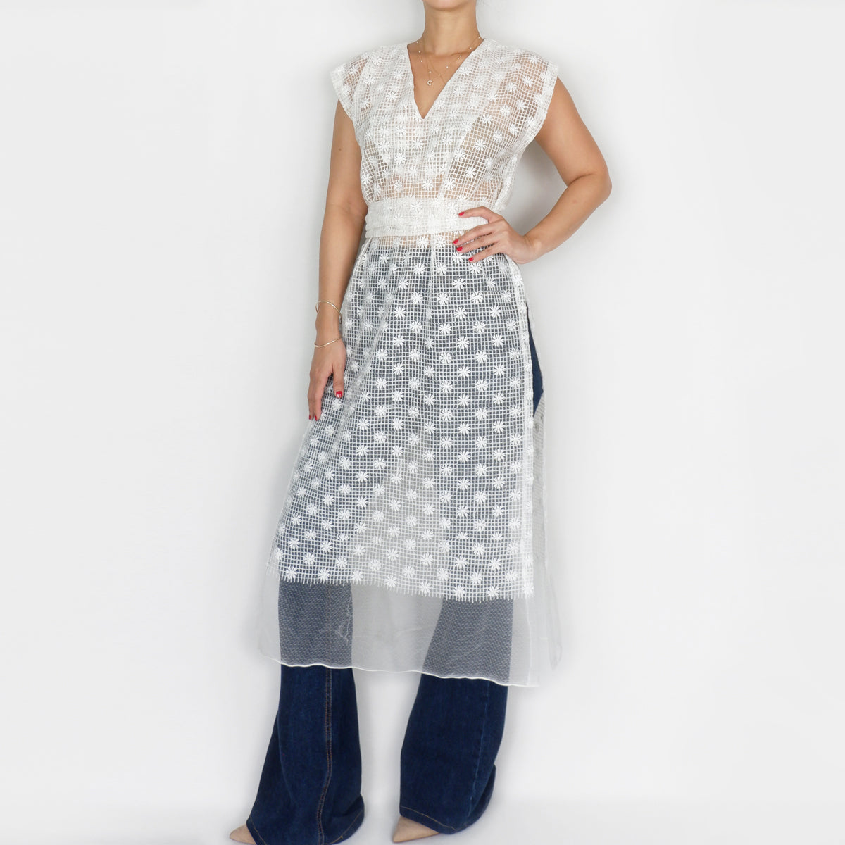 Date Tunic in Off White Lace