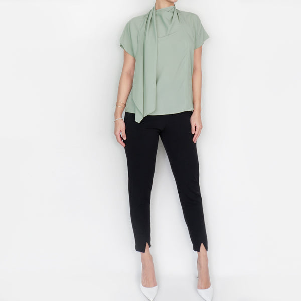 Wrap SS Top in Sage