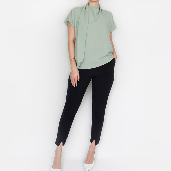Wrap SS Top in Sage